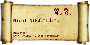 Michl Nikétás névjegykártya